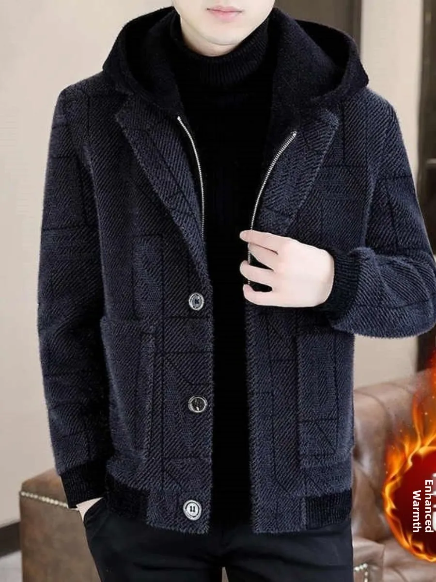 

Мужская шерстяная куртка-пальто на зиму, новая, повседневная, теплая, с капюшоном, модная, трендовая