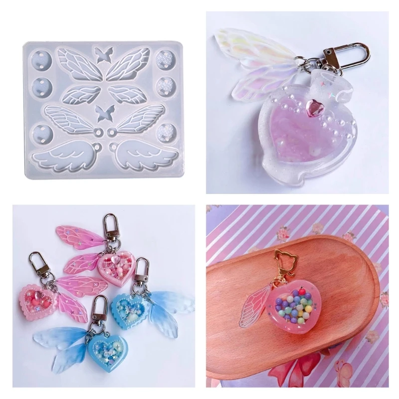 R3MC Jewelry Casting Molds,Silicone Pendant Resin Molds  Wings Epoxy Resin Casting Mold for Earring Keychain Making