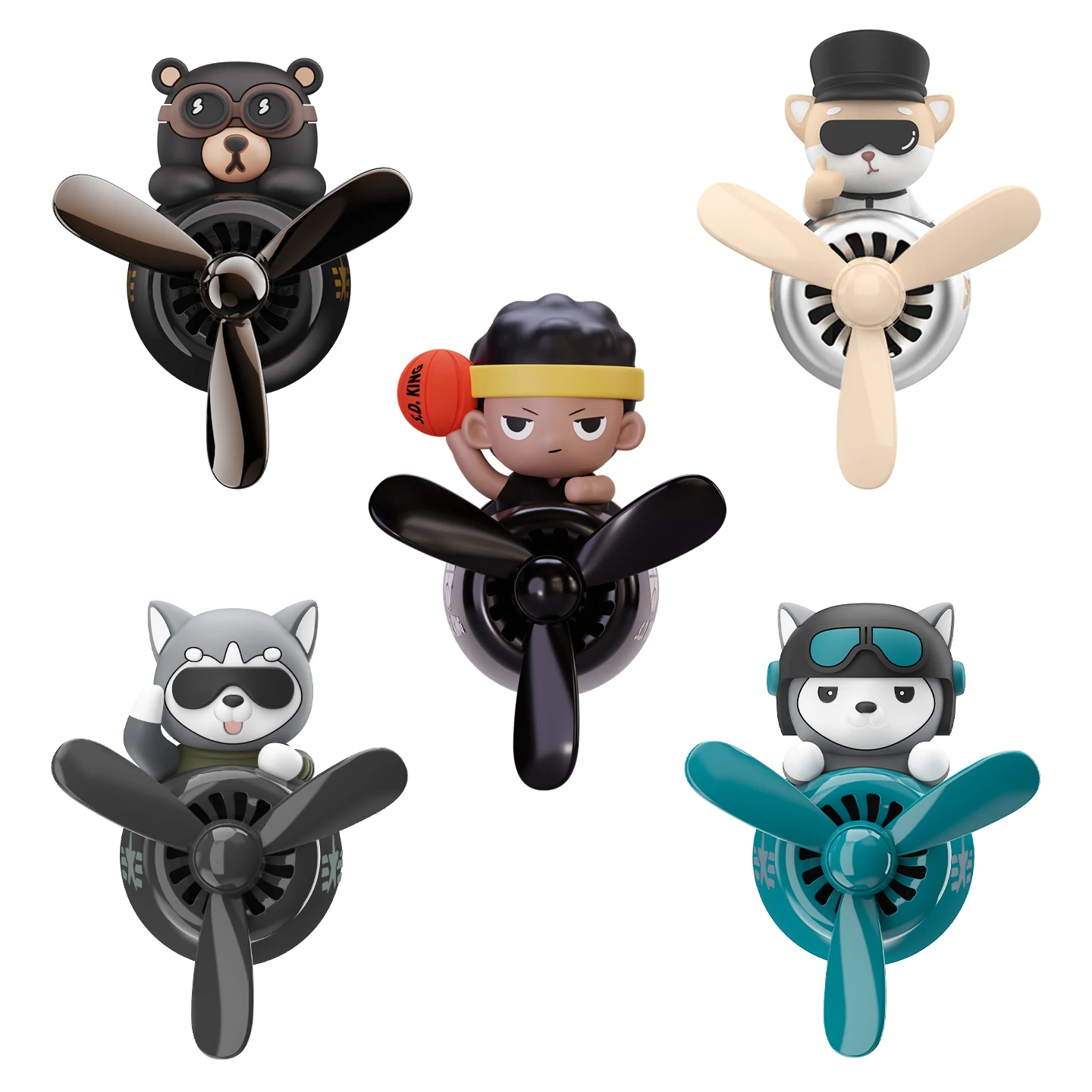 Solid fragrance Unmelting perfume diffuser pilot car air fresheners vent ornaments accessories decoration rotate propeller plane