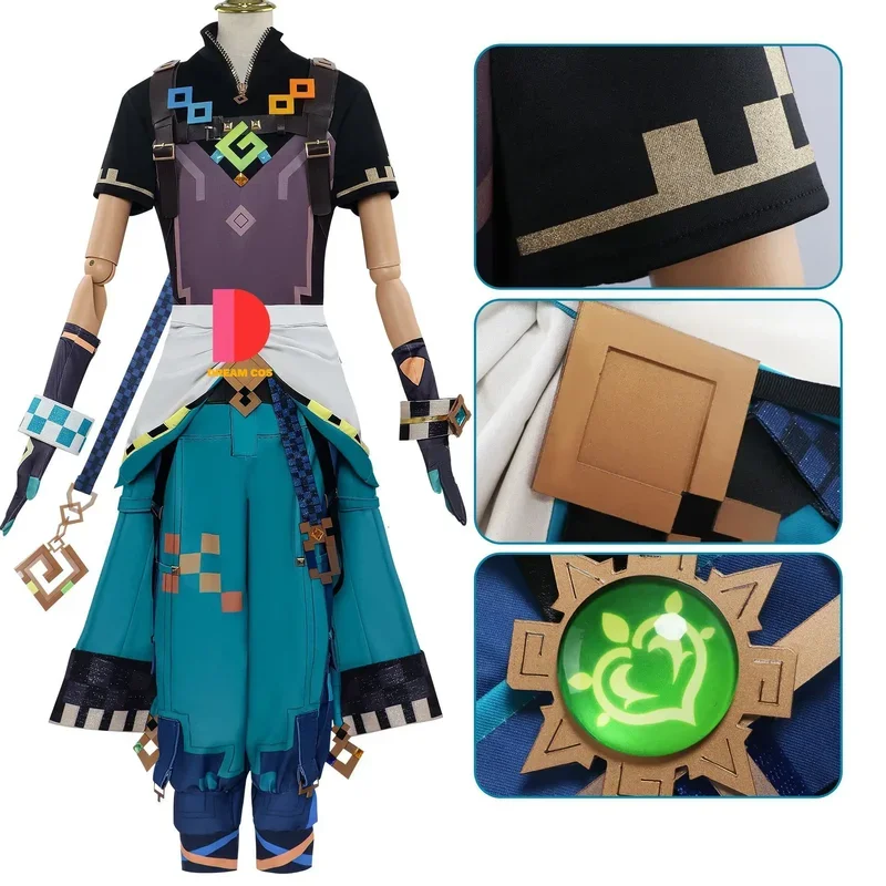 شعر مستعار جينشين تأثير كينيش تأثيري زي للرجال والنساء ، النار ، مطاردة موحدة ، القرط ، Huitztlan ، Natlan ، ملابس حفلة الهالوين