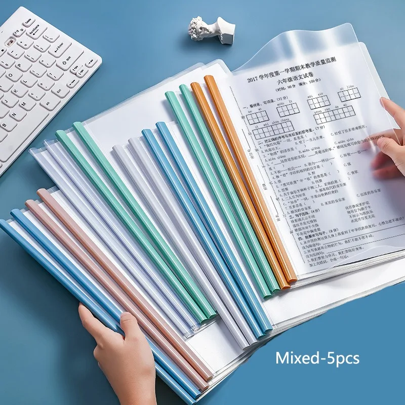 A4 Pull-out Rod Holder Transparent Document Color Pull-out Rod Holder Resume File Holder Rod Storage Book 5/10 Pieces /set