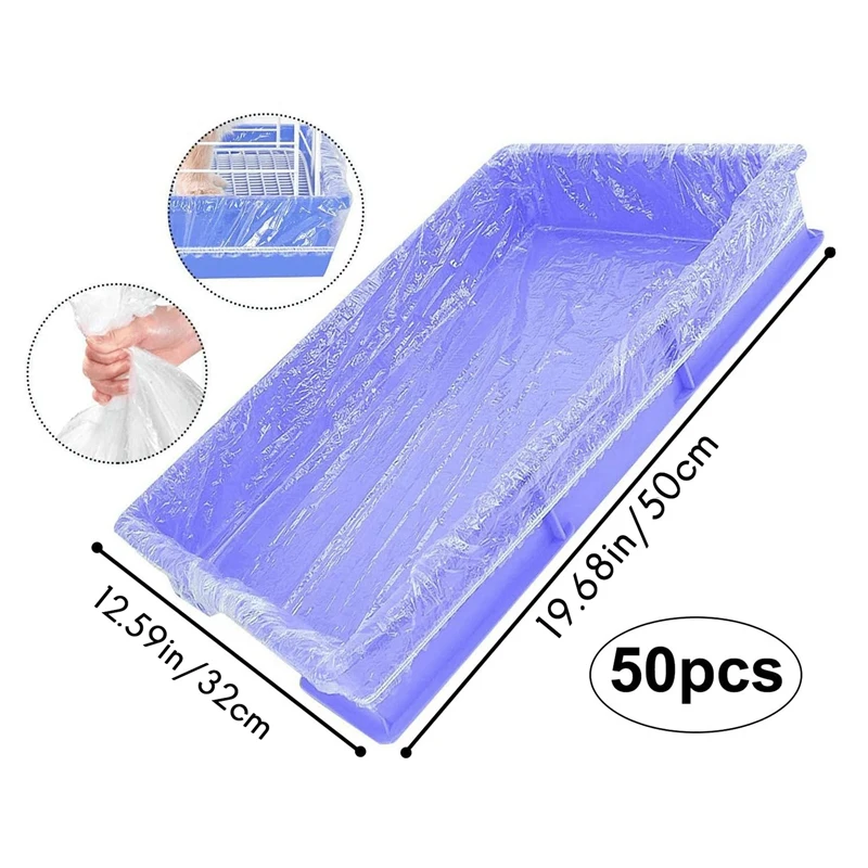 50 Pcs Disposable Cage Liner, Clear Plastic Bunny Cage Liner Bag Universal Toilet Film for Bunny Guinea-A51M