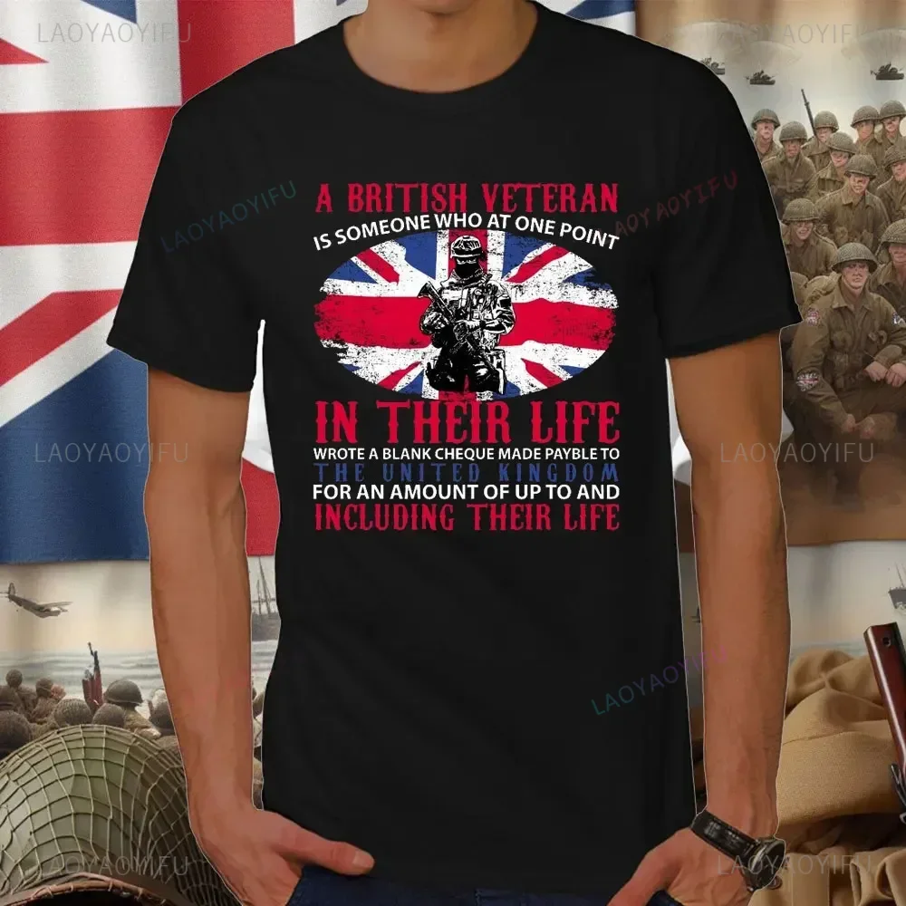 British Veteran TShirt D-Day T-shirt UK Flag Tshirt Remembrance Day T Shirt Unisex Summer Short-sleeved Cotton Shirt Tops