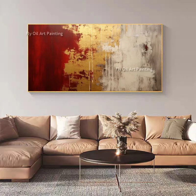 Large Hand Drawn Red Yellow Begei Wall Art Items For Room New Abstract Green Yellow Blue White Canvas Oil Painting As Gifts