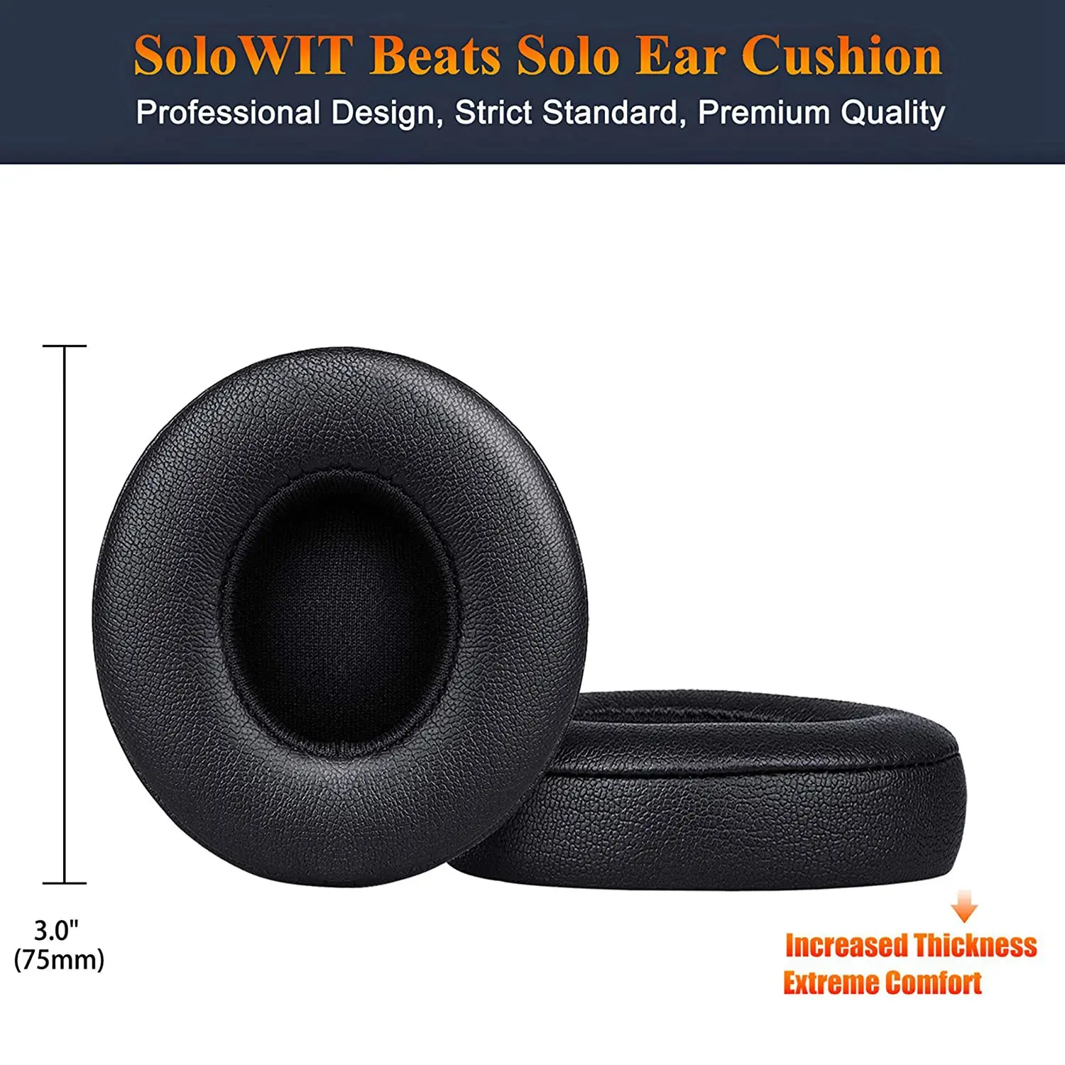 #33O Consumer Electronics,2 Pieces Foam Ear Pad Cushion Cover for Beats Solo 2.0/3.0 Headphones (black)