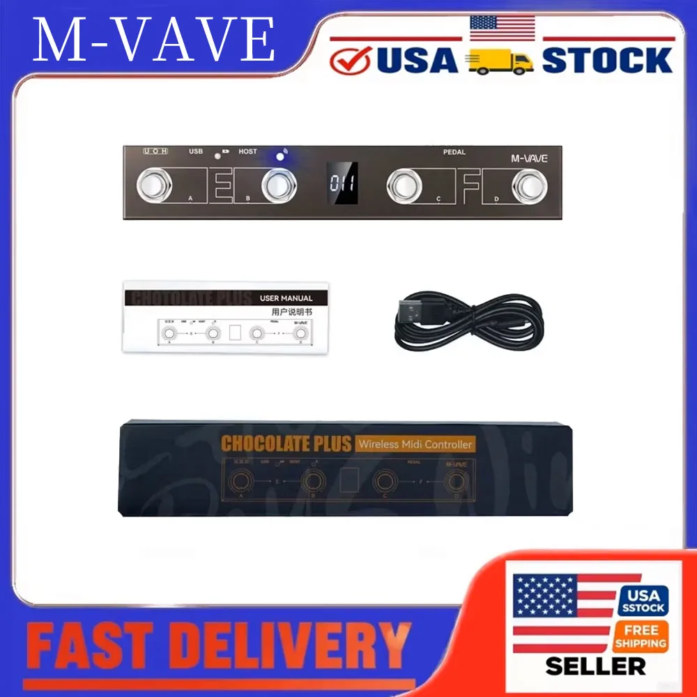 

Беспроводной MIDI-контроллер M-VAVE Chocolate Plus, педаль Pro с 4-футовыми переключателями, хост-интерфейс для студийной записи на сцене