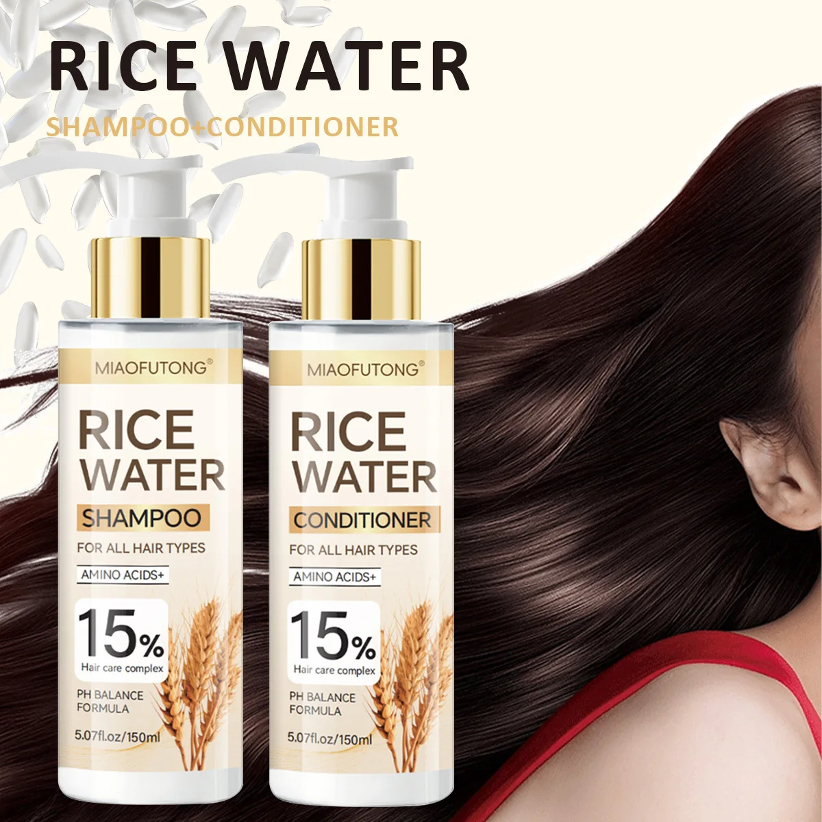 Rice Water Shampoo Conditioner Rice Water Amino Acid Wash Kit Nourish Deep Cleansing Improve frizz Care Hair