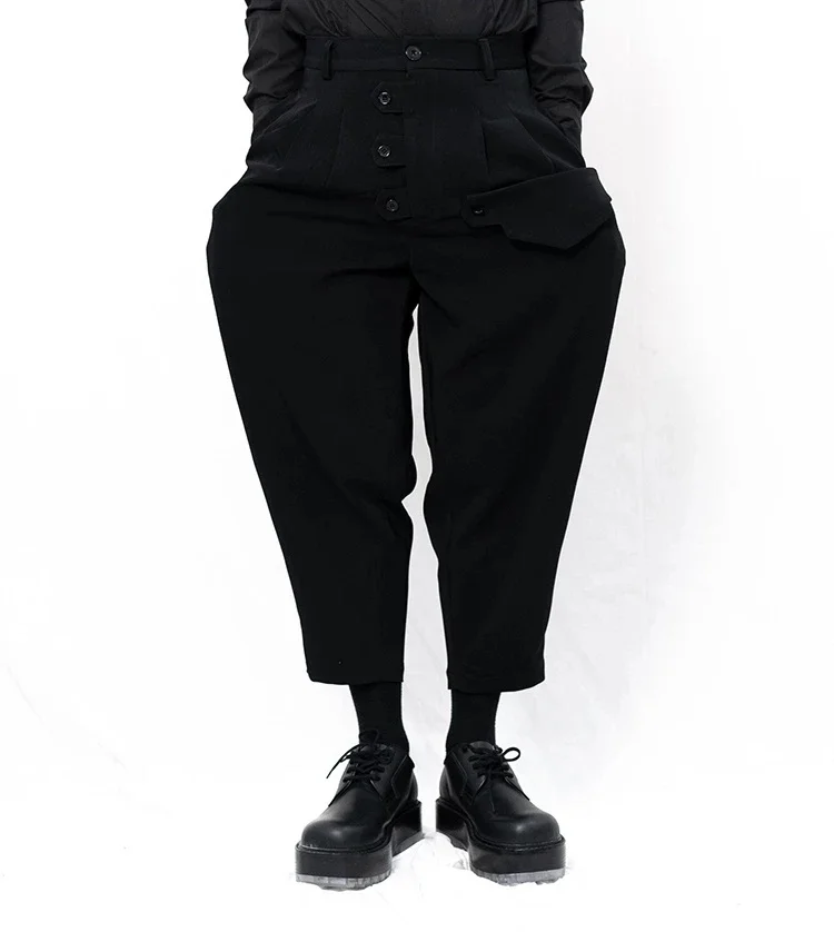 

Men's Trousers Casual Pants New Casual Pants Capri Pants Button Placket Single Side Large Pocket Dark Harem Pants