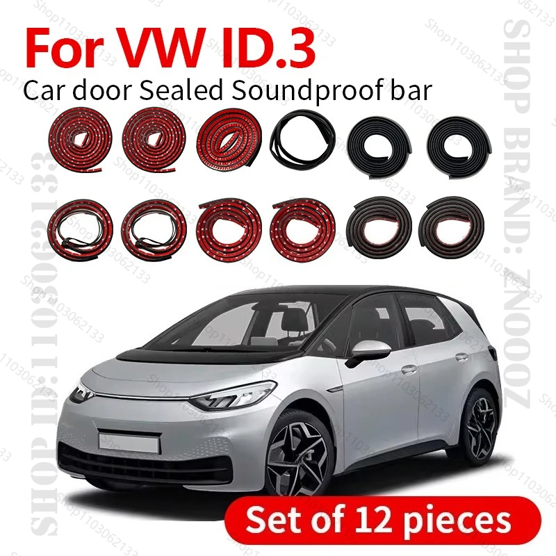 

For VW ID.3 MEB Car Door Seal Strip Rubber Double Layer Sealing Protector Soundproof Strip Dustproof Seal Strip 12PCS Set