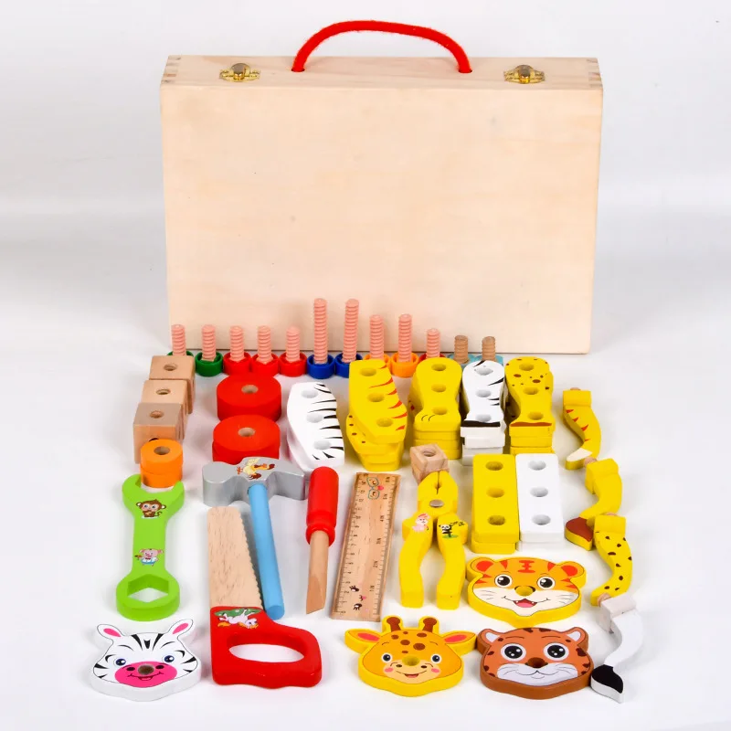 Cassetta degli attrezzi per bambini strumento in legno giocattolo da costruzione Montessori kit di giochi di imitazione strumento di manutenzione di simulazione riparazione giocattolo di famiglia