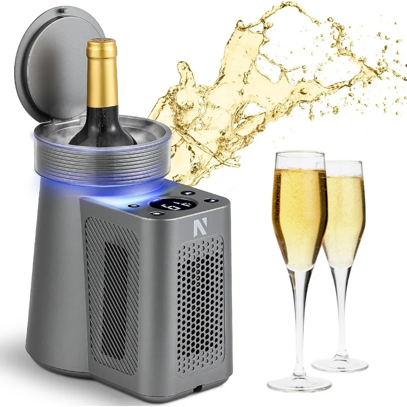 

Wine Chiller Electric, 24 Hours Iceless Wine Cooler for 750ml Standard Straight Wine Bottle, Single Bottle Chiller Constant