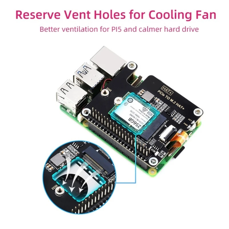 M.2 HAT per scheda espansione conversione da PCIe a M.2 NVME progettata per SSD NVMe 2230/2242