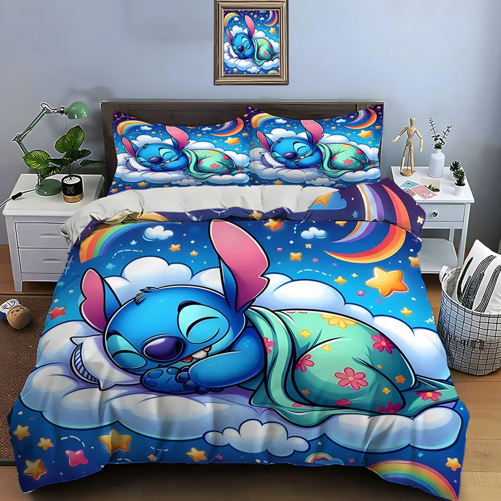 

Комплект постельного белья S-Stitch с принтом, 3 предмета, для кровати King Size, наволочки, пододеяльник, для взрослых и детей, комфортный комплект для спальни, подарочный набор