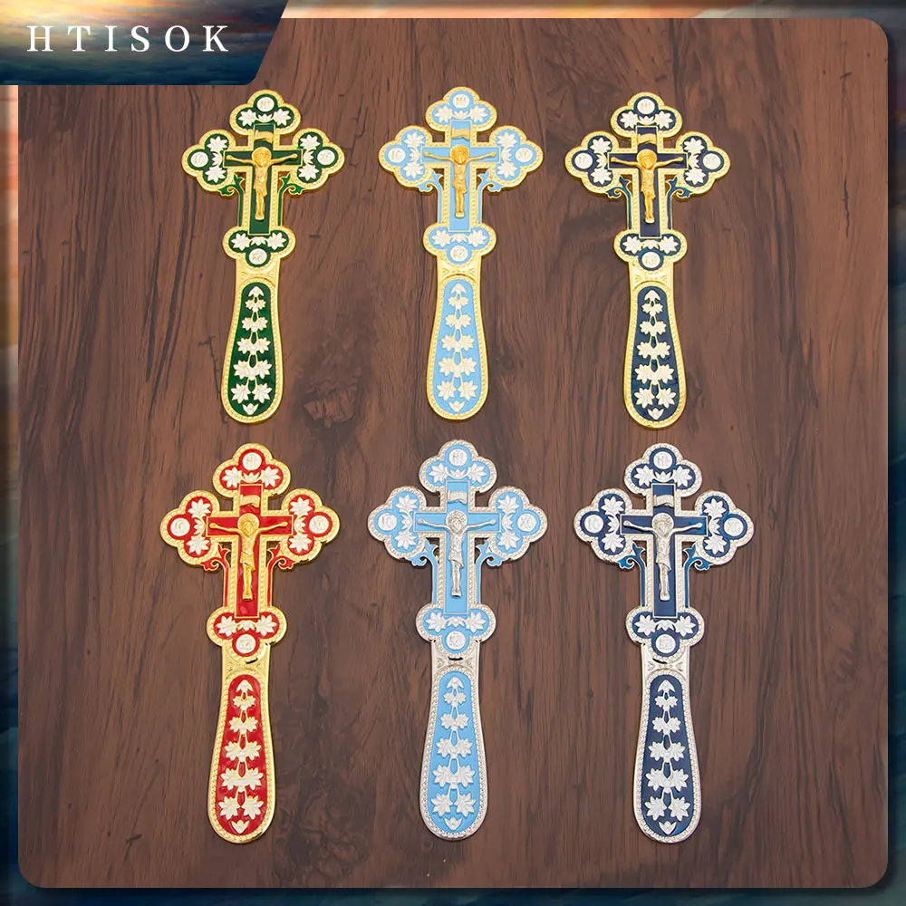 New 2026 Christian Orthodox Church Ceremony Jesus Cross Family Prayer Alloy Portable Handheld Cross