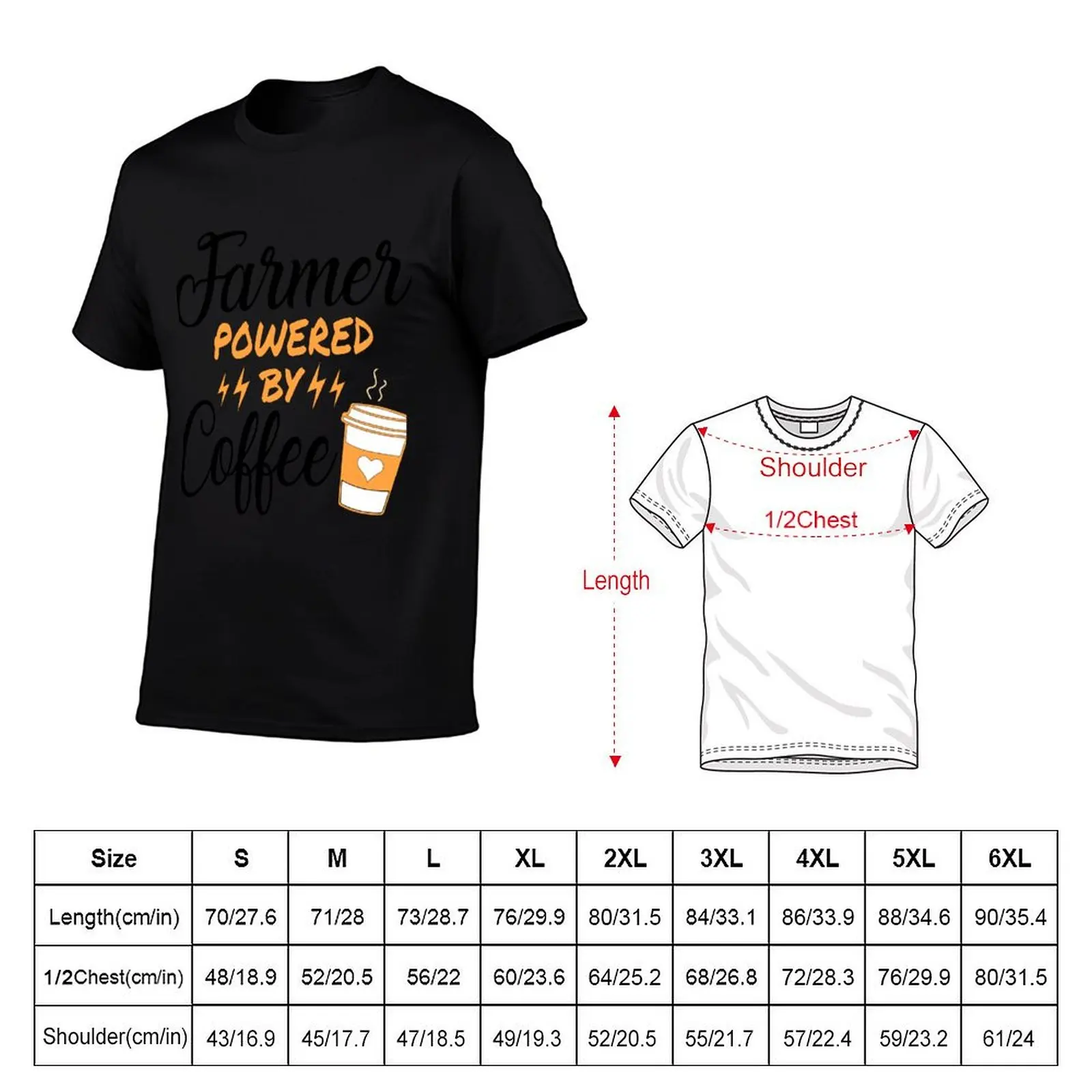 Farmer Powered By Coffee T-Shirt boys animal print quick drying man t shirt rapper graphic tees Men's cotton t-shirt