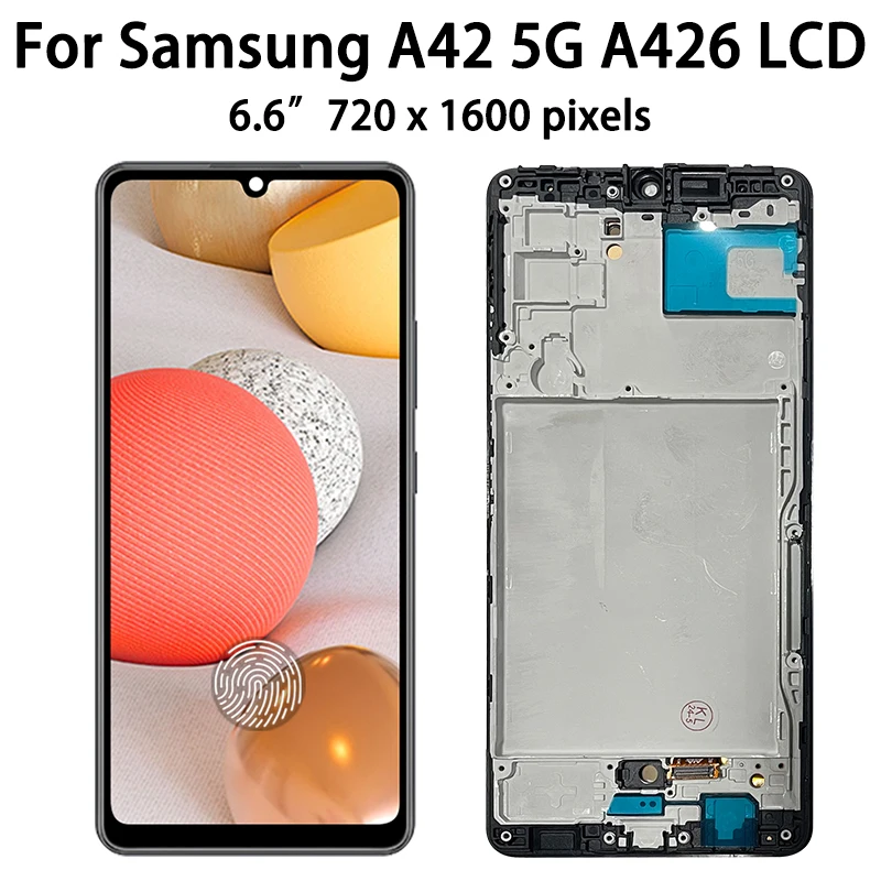 Super AMOLED For Samsung A42 5G SM-A426B LCD Display Touch Screen Digitizer Panel For Samsung A426 A426U Display Frame