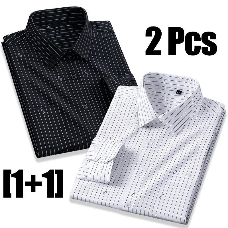 

High Quality Long Sleeved Bussiness Casual Plaid Workwear Shirts For Men's Fashion Striped Office Regular Slim Fit Daily Blouses