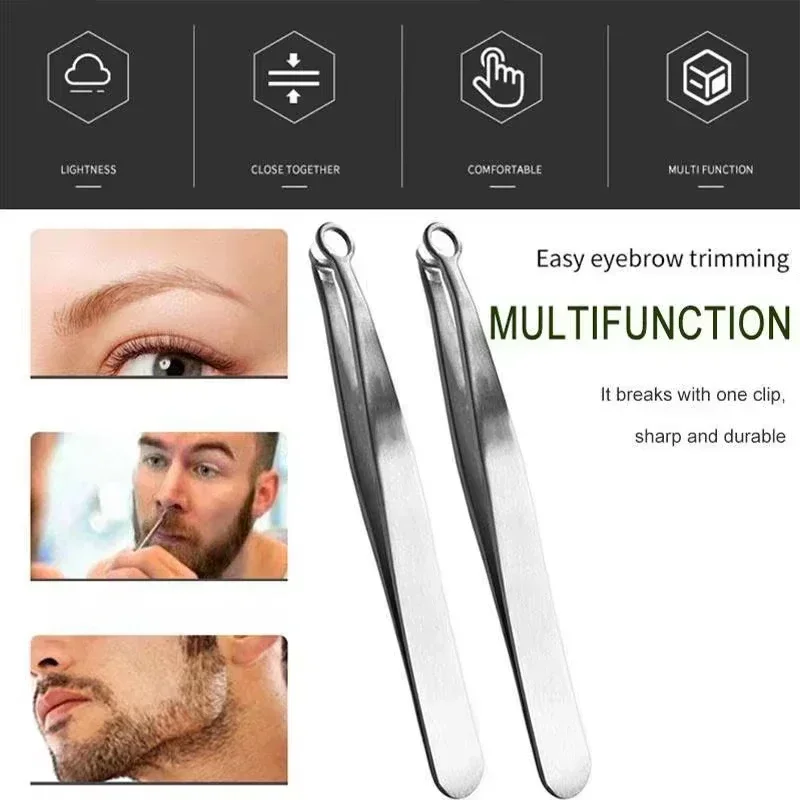 Pinzas universales para recortar el pelo de la nariz, acero inoxidable, corte de pelo para cejas y nariz, manicura, recorte Facial, tijeras de maquillaje, recortador, 1 ud.