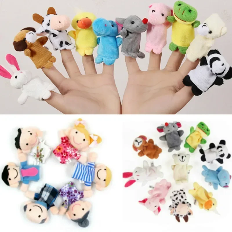 1-10 Stuks Baby Vingerpop Knuffel Cartoon Dier Familie Rollenspel Vertel Verhaal Doek Pop Educatief Speelgoed voor Kinderen Kids