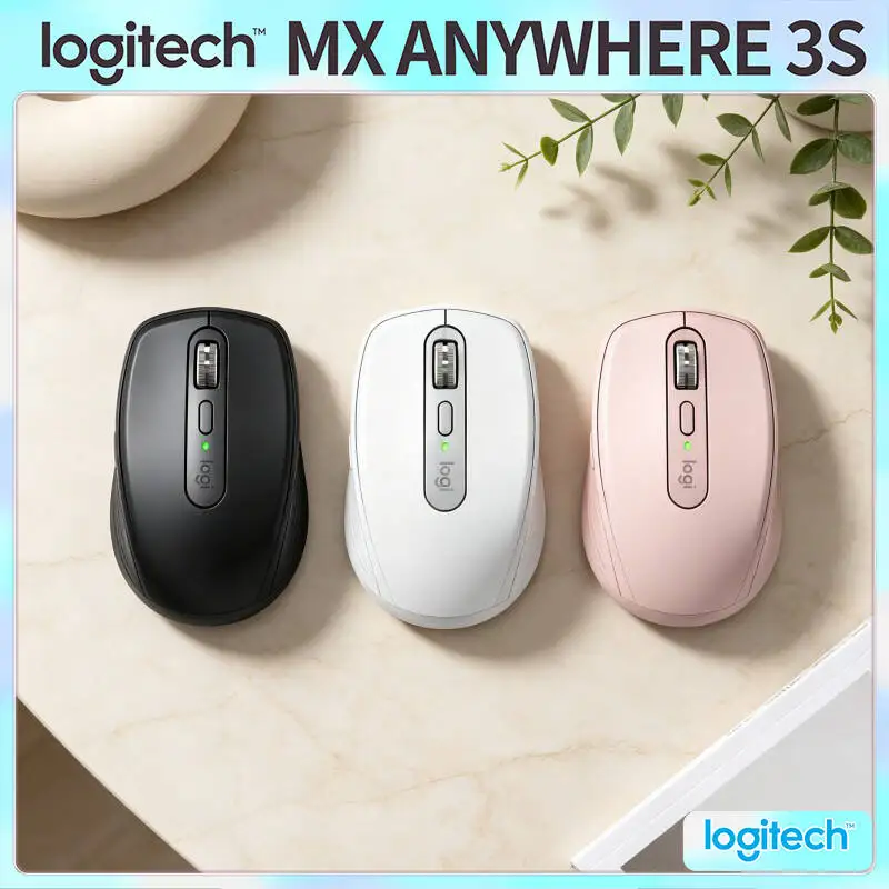 Ergonomic MX Anywhere 3S - 8000 DPI, 3-Device Connect, Silent Click, Perfect for Home Office & Art Studio Work