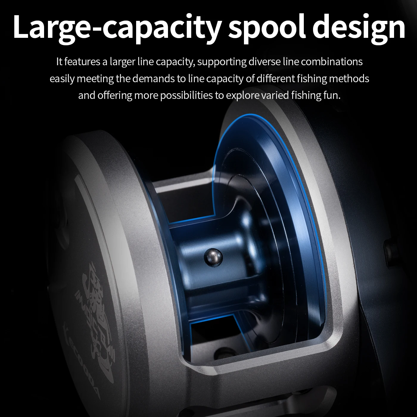 2000 All‑Metal Round Baitcasting Reel, Large‑Capacity Spool, Adjustable Handle for Jigging Saltwater Fishing