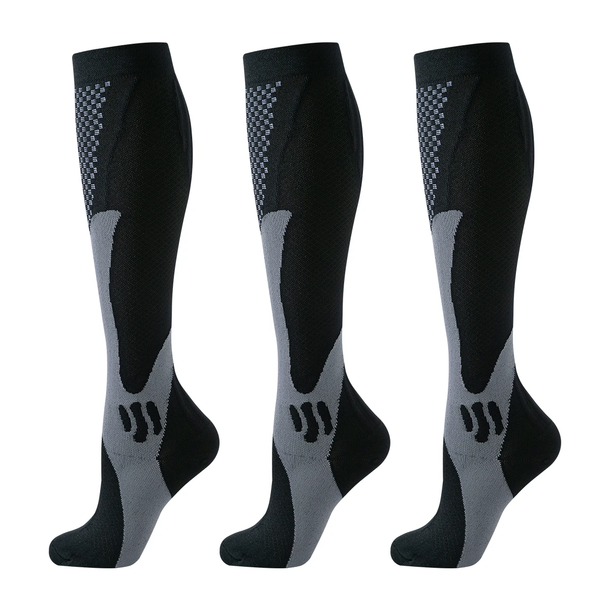 女性、看護師、スポーツ、ランニング、女性用の単色着圧ソックス、3ペア