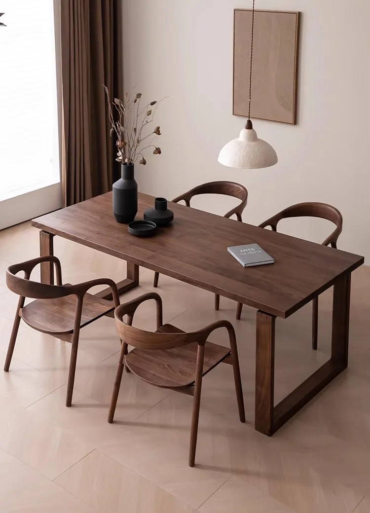 Solid wood large board table, black walnut mobion rectangular dining table, dining , computer desk