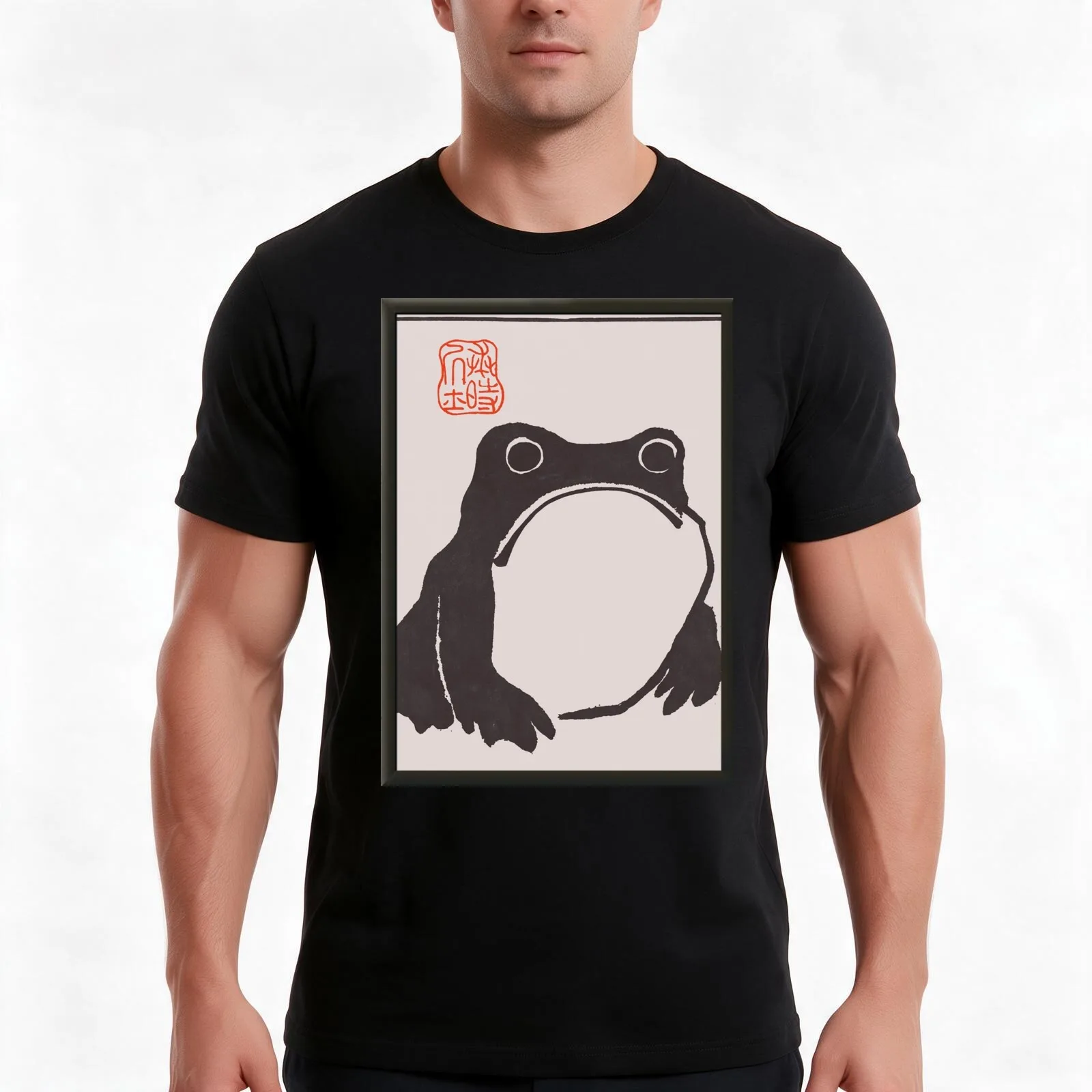 Japon Art Matsumoto Hoji grenouille T-Shirt, Summer Casual Cotton Tee, Oversized Streetwear Tops, Vintage Graphic Print