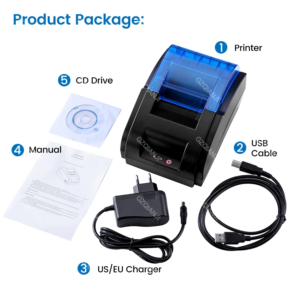 Desktop 58MM POS USB Cashier Thermal Receipt Bill Printer High Speed Printing Restaurant Sales Kitchen Support Windows System