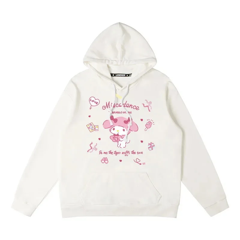 My Melody Hooded Hoodie Autumn and Winter Long Sleeve Cartoon Top 3D Print Causal Pullover Cosplay Costume for Women