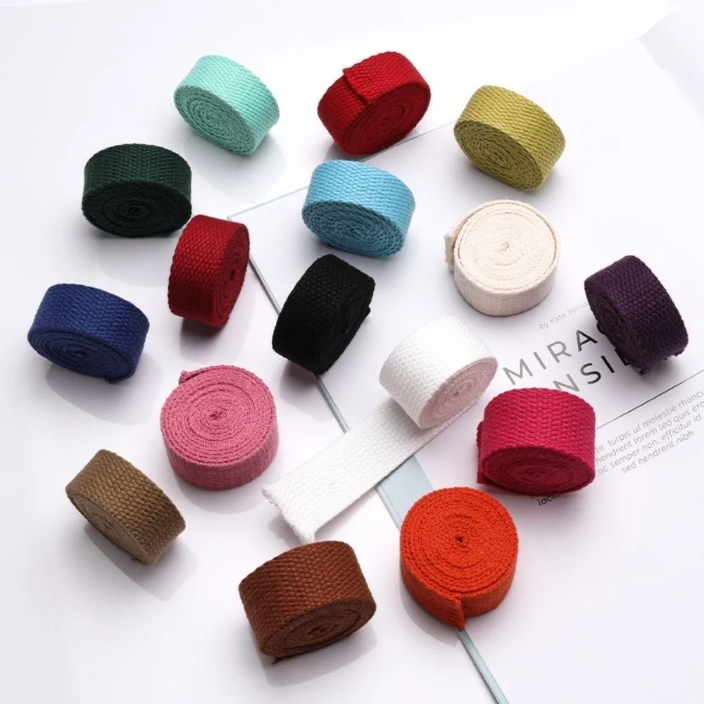 1 Meter Length Cotton Webbings Tape 1.3mm Thickness Cotton Material Bag Strap Ribbon Ribbon Band Solid Color Bias Binding Tape