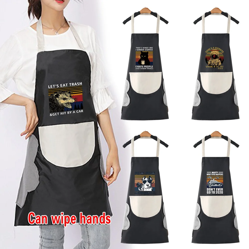 

Fashion Canvas Apron Home Kitchen Gardening Work Dress Women's Kitchen Restaurant Work Apron Pew Pattern with Pockets