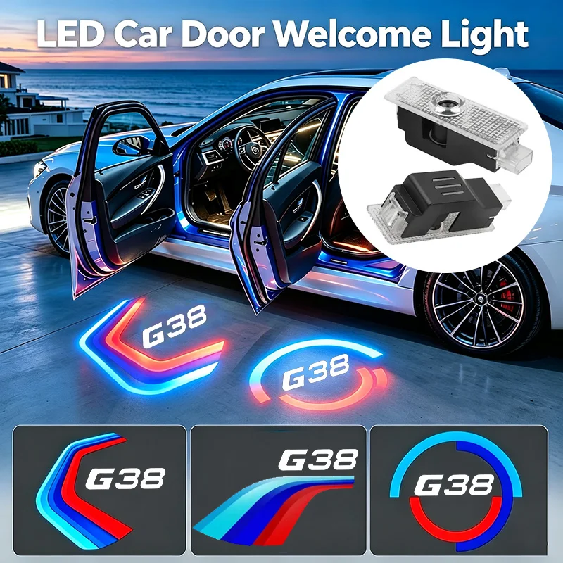2PCS Auto Door LED Ghost Shadow Badge Projector Lamp Car Welcome Courtesy Lights Emblem for BMW 5 Series G38 Logo 2018‑2022