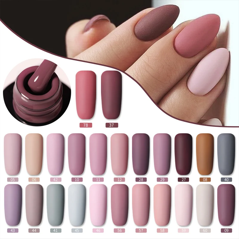 LILYCUTE 7ml UV Nail Gel Polish Autumn Winter Color Semi Permanent Matte Top Coat Needed Soak Off UV LED Nail Art Gel Varnish