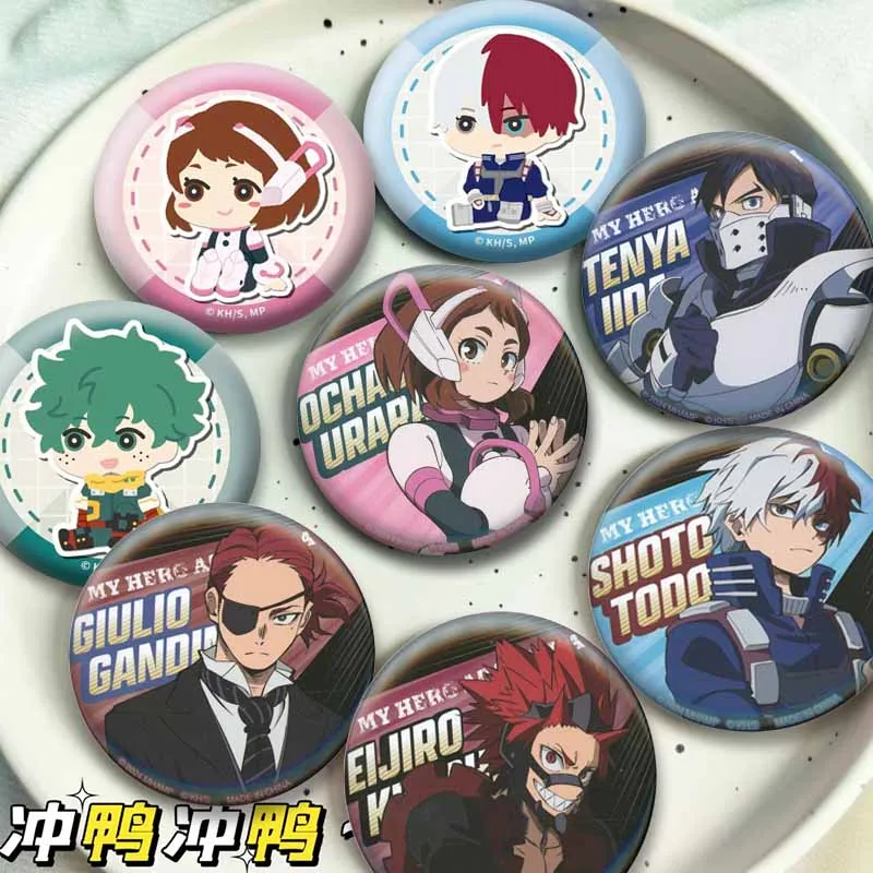 Shota Dabi Shoto Todoroki Ochaco Uraraka Comics Badge Cartoon Figure Button Pins Handmade Anime Round Brooch Bag Hat Jewelry