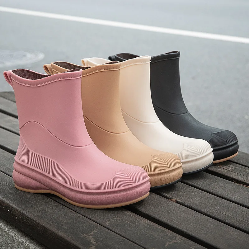 Modieuze Korte Buis Regenlaarzen Waterdichte Antislip Slijtvaste Regenlaarzen Dames Werk Tuinschoenen Outdoor Wading Schoenen