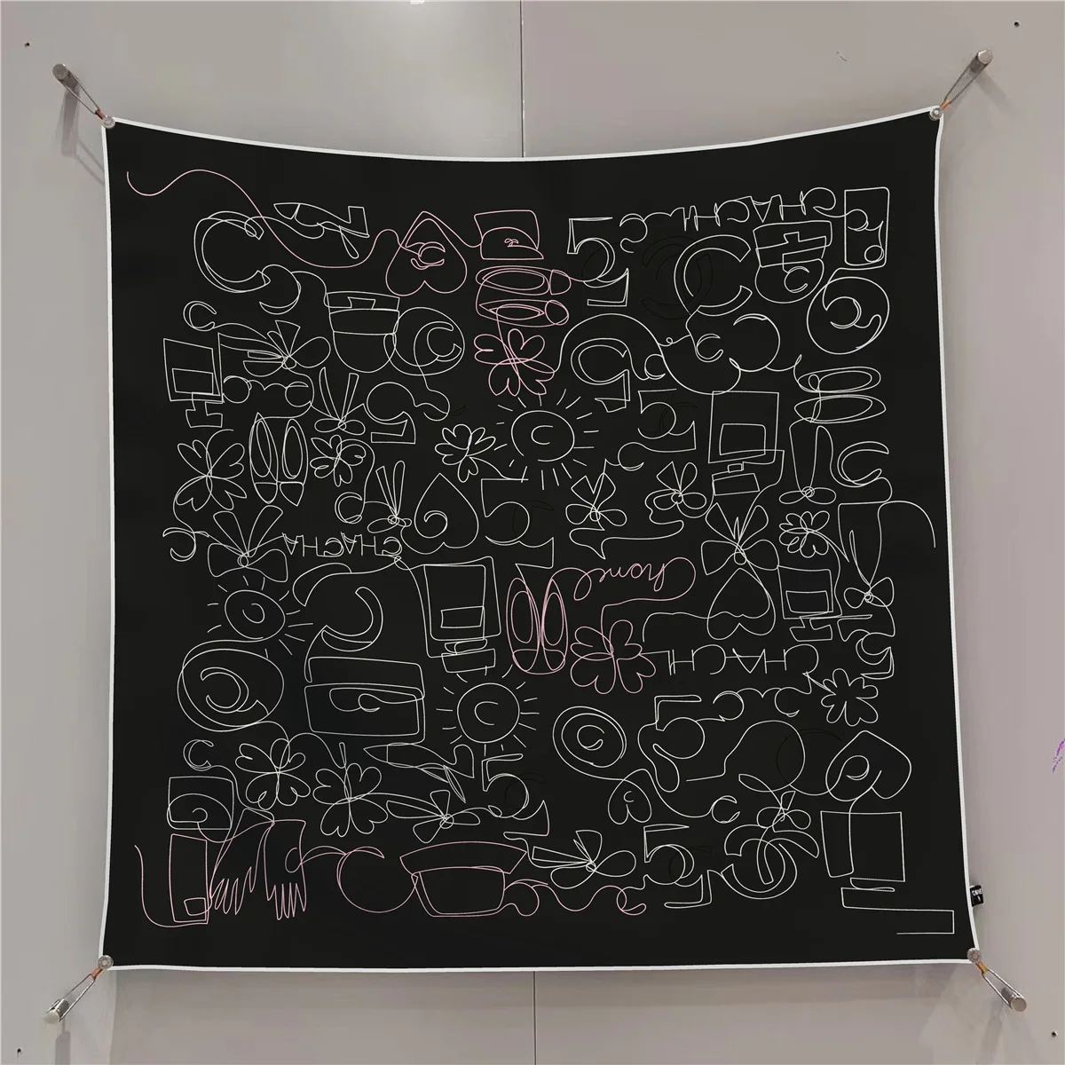 

Black Silk Scarf Women Square Shawls 90cm Luxury Bandanas Scarfs 90cm Lady Bag Belt Accessories Lady Mother's Day Gift
