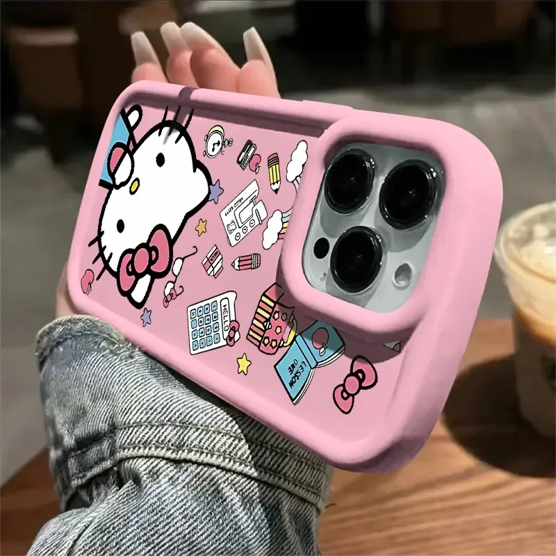 Sanrio Hello Kitty Phone Case For iPhone 16 15 14 13 12 11 Pro Max 7 8 Plus XR XS Max Anti Fall Stationer Y2K Lovely Pink Girl