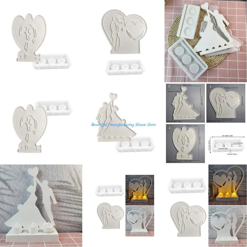 

E56A Silicone Molds Couple Heart Holder Mold Candlestick Decorations Moulds