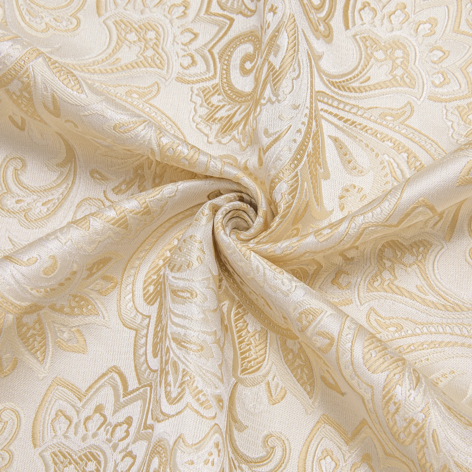 Hi-Tie Biege Light Yellow Mens Shirts Long Sleeve Dress Formal Shirt Blouse for Male Gift Party Ofiice Classic Paisley Floral