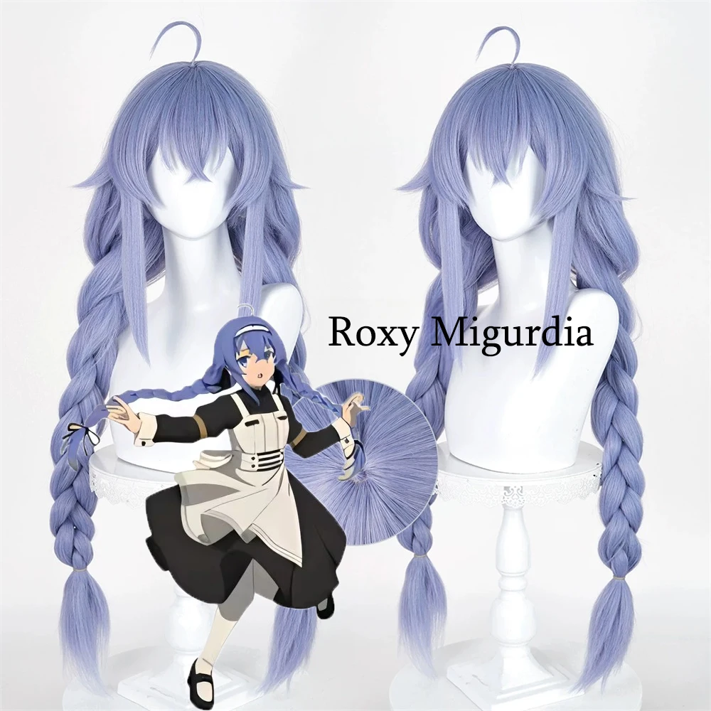 Roxy Migurdia Cosplay Wig Blue Purple Double Ponytail Braided Wig Heat Resistant Synthetic Halloween Party Anime Wig
