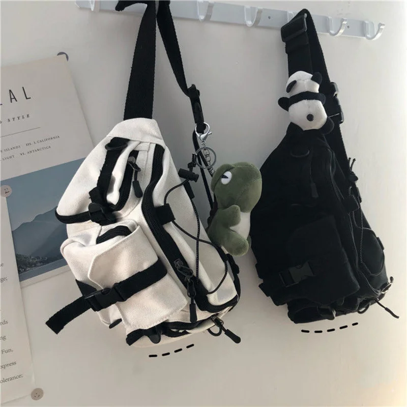 New Harajuku Techwear Canvas Sling Bag Gothic Crossbody Bags for Women Handbag Purses and Handbags Bolsas Feminina Shoulder Frog