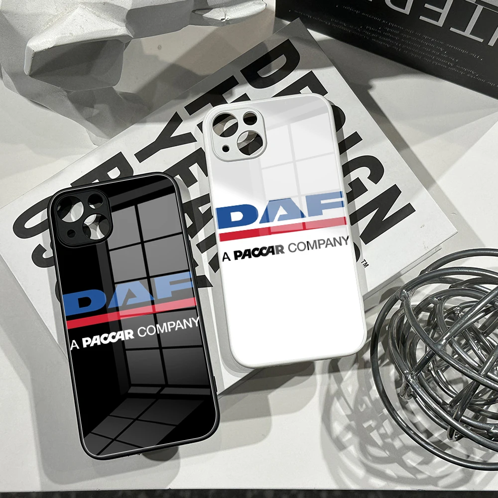 For IPhone 15 Pro Printed Racing Car DAF Trucks LOGO Tempered Glass Phone Case for IPhone 15 14 13 12 XR XS MAX Covers