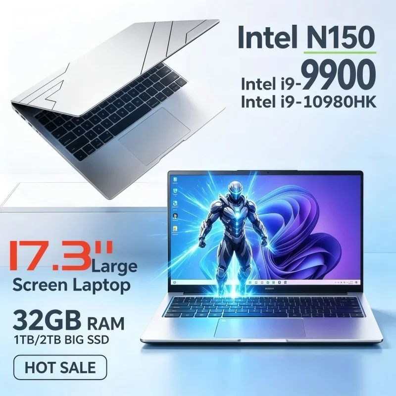 17.3 Inch Office Laptop Intel Core N150 I9‑9900 I9‑10980HK New Arrival Sleek Design Portable 16/32GB 2TB Windows11