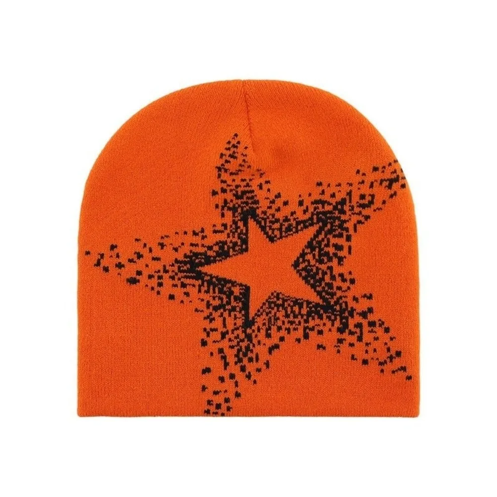 Punk Jacquard Star Knitted Hat Pentagram Cashmere Pullover Cap Hip Hop Elastic Y2k Beanie Hat Party