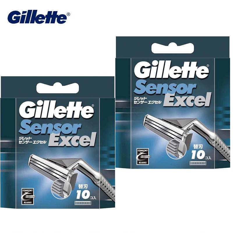 Gillette Sensor Excel Shaving Cartridges for Men Razor Blade Replace Heads Double Layer Sensor Razor Cartridges 20 Pieces