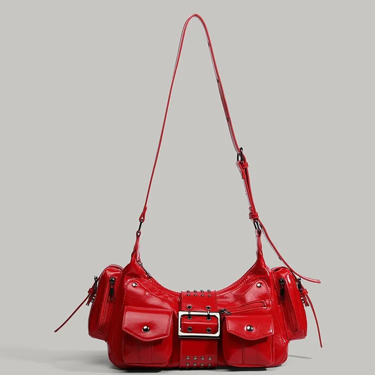 

Trendy 2025 Studded Tote Bag for Women, Sweet & Cool Aesthetic, Large Capacity Underarm Shoulder Bag, Y2K Punk Gothic Purse