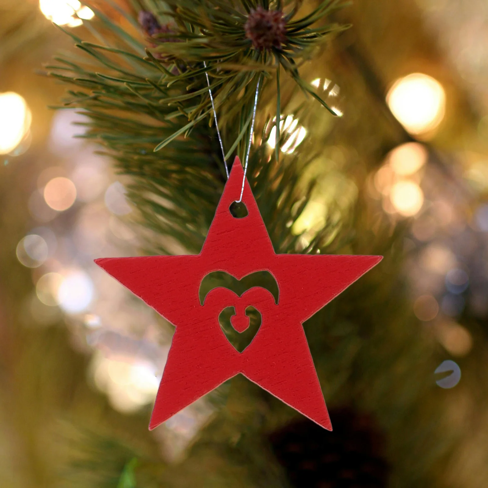 

50Pcs Christmas Pentagram Wooden Hanging Ornaments High Quality Smooth Wood Decorations for Holiday Wooden Pendants