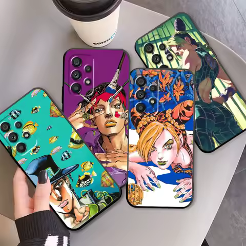 J-JoJo Bizarres A-Adventure For Samsung A53 A52 A33 A32 A51 A71 A21S A13 A73 A55 A22 A23 A35 A72 A54 A12 5G Black Funda