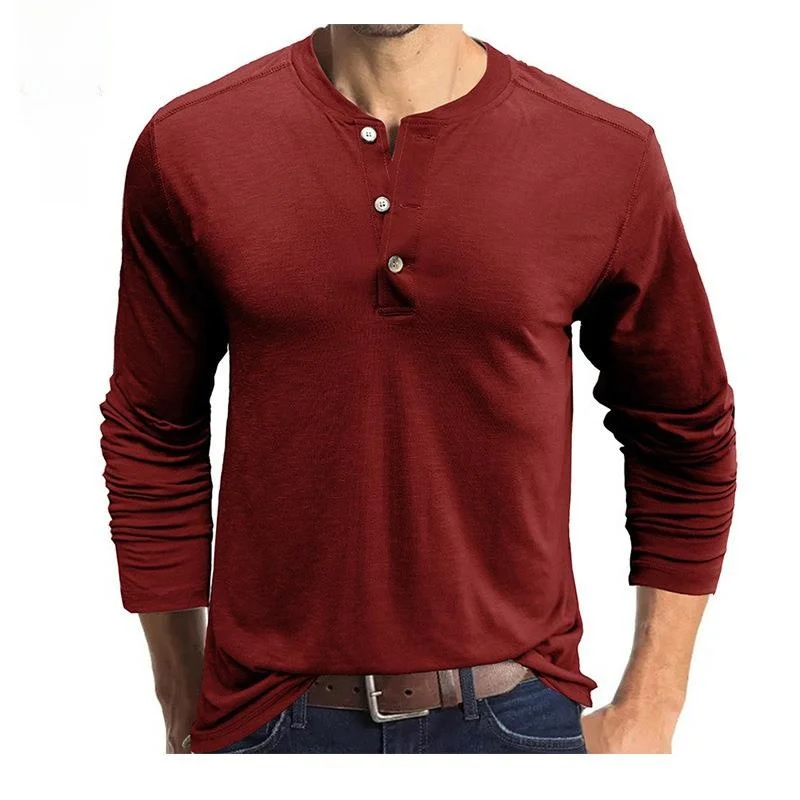 

Men's Long Sve irt Tee Button Slim Fit Cotton Base Layer Casual Wear Everyday Comfortable Basic Sle Color